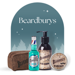 Zestaw Beardburys: Szampon do brody 150 ml + Balsam do brody 50 ml + Szampon do włosów 330 ml + Kosmetyczka
