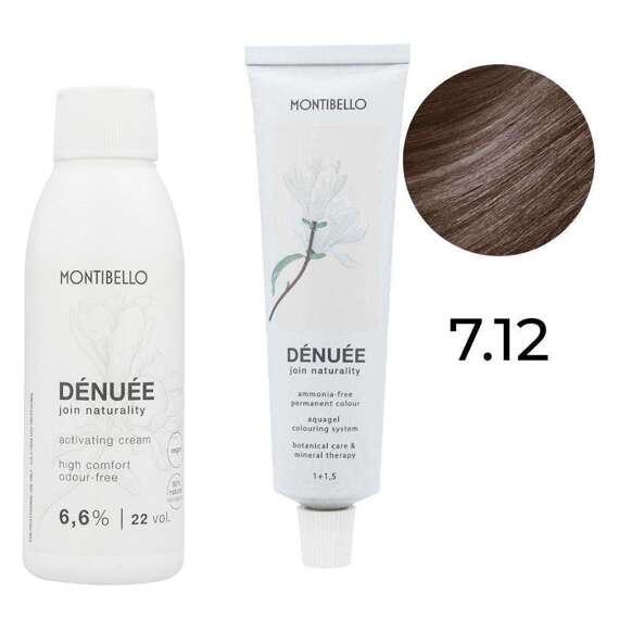 Zestaw Montibello Denuee farba 7.12 perłowy popielaty blond 60 ml + krem aktywujący 22VOL 6,6% 90 ml